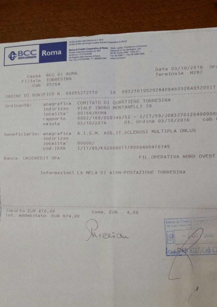 BONIFICO AISM TORRESINA